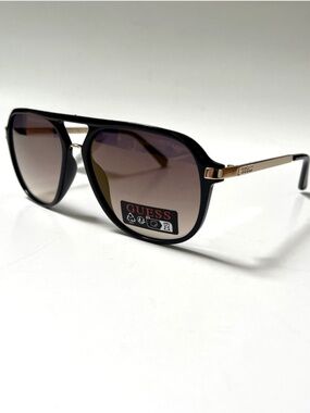 New GUESS Aviator Sunglasses GO00099 Double Bridge Acetate Black Iridescent Lens